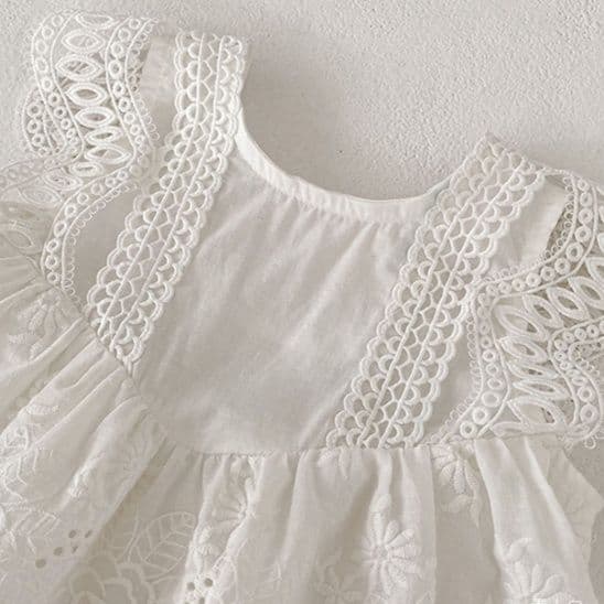 ベビードレス 66~90cm 夏 レース襟 バースデー ベビードレス ハーフバースデー お宮参り