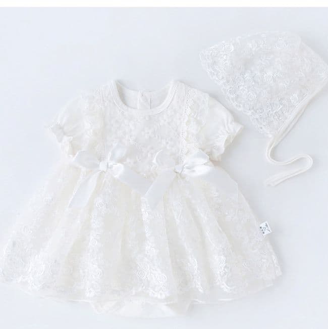 ベビードレス 新生児~90cm 花柄刺繍 退院用 ベビードレス お宮参り 百日祝い