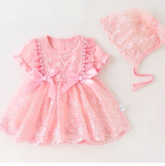 ベビードレス 新生児~90cm 花柄刺繍 退院用 ベビードレス お宮参り 百日祝い