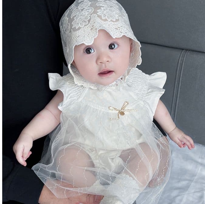 ベビードレス 新生児~90cm レースの妖精のような可愛さ、退院用ベビードレスセット お宮参り