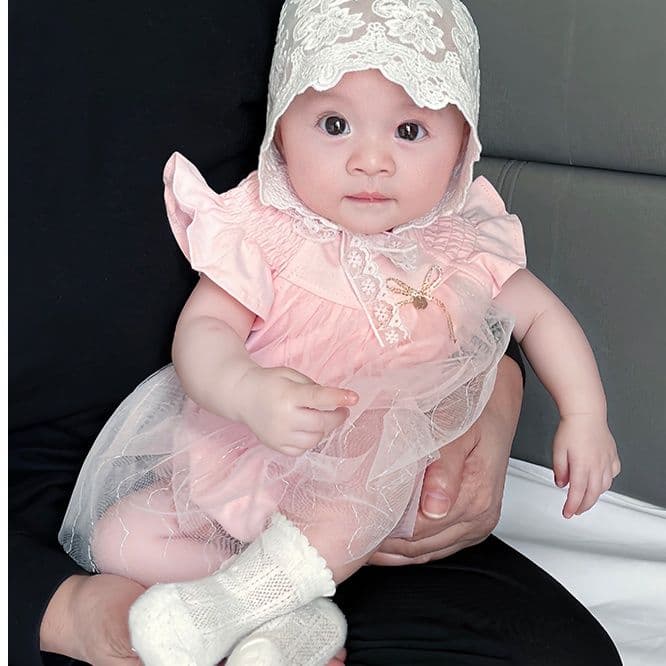 ベビードレス 新生児~90cm レースの妖精のような可愛さ、退院用ベビードレスセット お宮参り