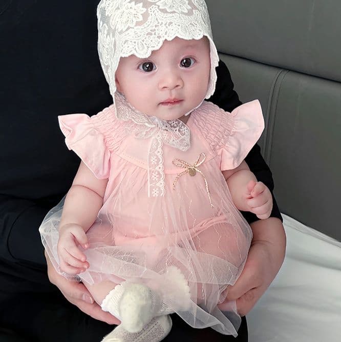 ベビードレス 新生児~90cm レースの妖精のような可愛さ、退院用ベビードレスセット お宮参り