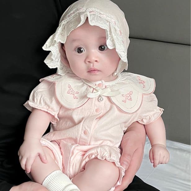 ベビードレス 新生児~90cm 襟刺繍が可愛いクラシカルな退院用ベビードレス 退院 お宮参り