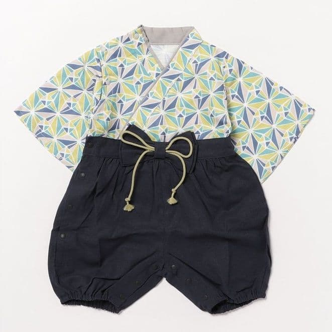 ベビードレス 70~80cm 麻の葉模様のお宮参り用ベビードレス お宮参り お食い初め 百日祝い 70～80cm