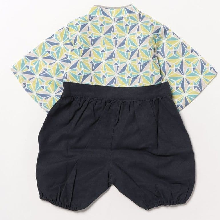 ベビードレス 70~80cm 麻の葉模様のお宮参り用ベビードレス お宮参り お食い初め 百日祝い 70～80cm