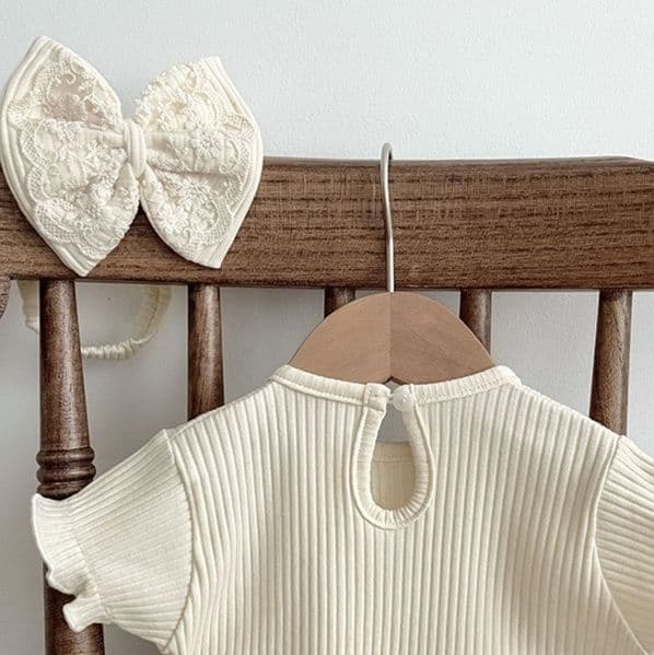 ベビードレス 66~90cm 花レース×チュールが華やかなロンパース型ベビードレス 退院 お宮参り