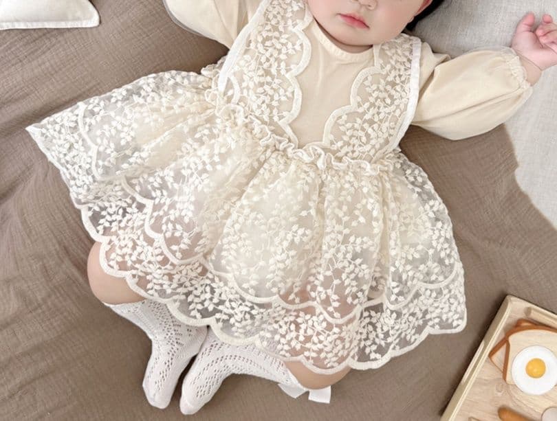 ベビードレス 66~90cm レース付き バースデーベビードレス