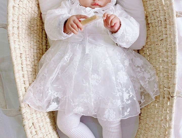 ベビードレス 新生児~90cm 花柄レース 可愛い 退院用 ベビードレス セット お宮参り