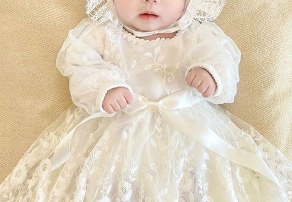 ベビードレス 新生児~90cm 記念日 刺繍レース 万能ベビードレス 退院 お宮参り 百日祝い