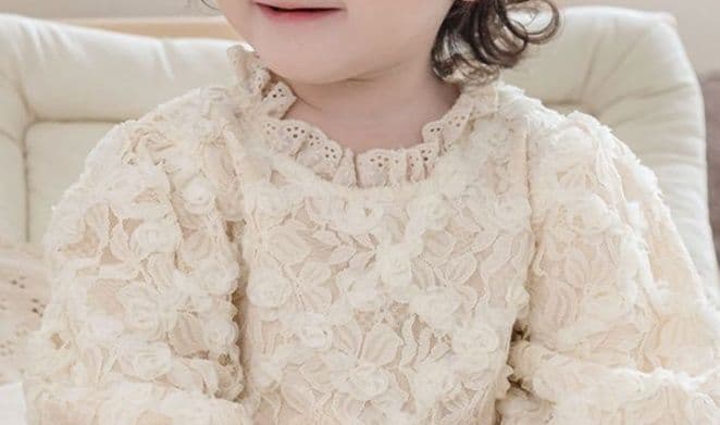 ベビードレス 66~90cm 韓国風 花レース模様 バースデー ベビードレス 誕生日フォト