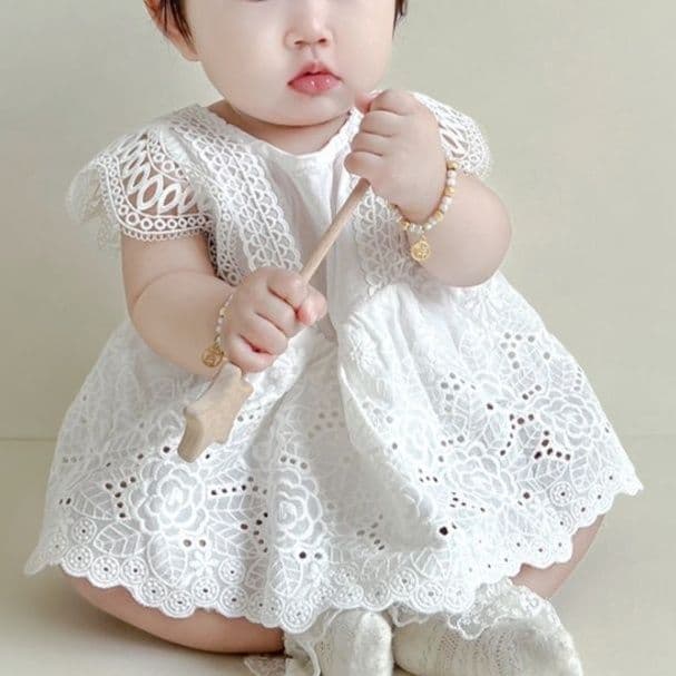 ベビードレス 66~90cm 夏 レース襟 バースデー ベビードレス ハーフバースデー お宮参り