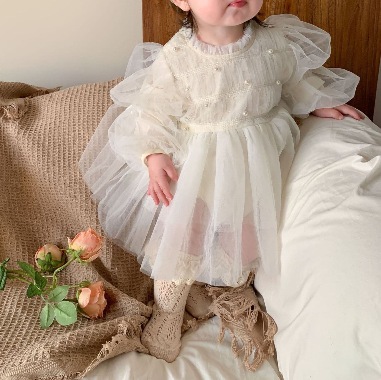 ベビードレス 70~100cm 柔らか素材が魅了する バースデー ベビードレス バースデー 記念撮影
