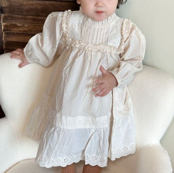 ベビードレス 70~110cm スカラップレース 華やか 上品 バースデー ベビードレス バースデーフォト お宮参り