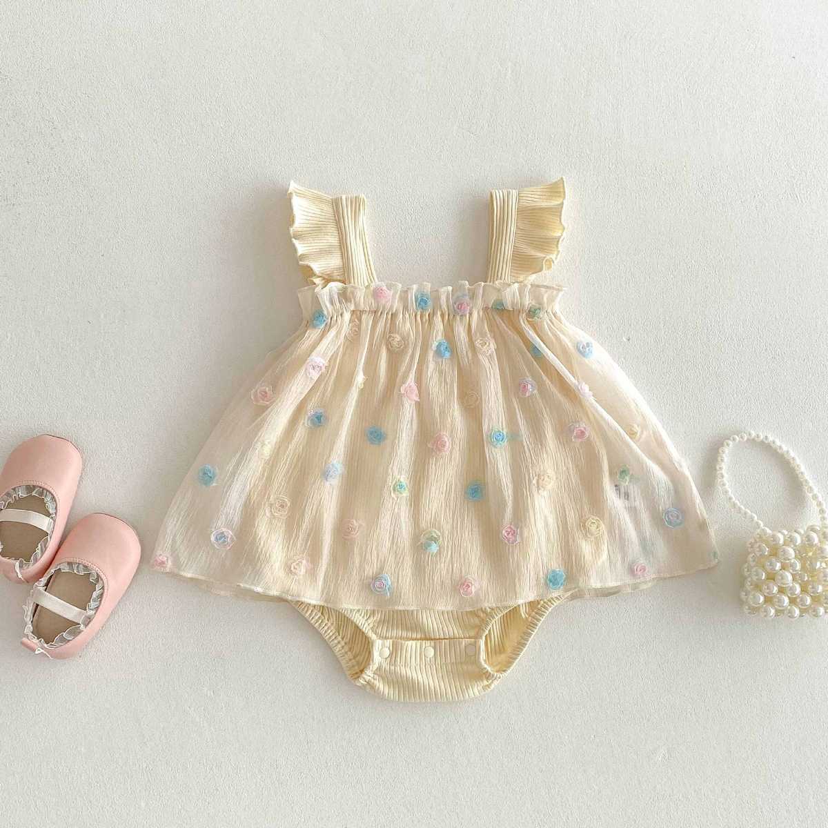 ベビードレス 66~90cm お花 バースデー ベビードレス おうちフォト ピクニック パーティー