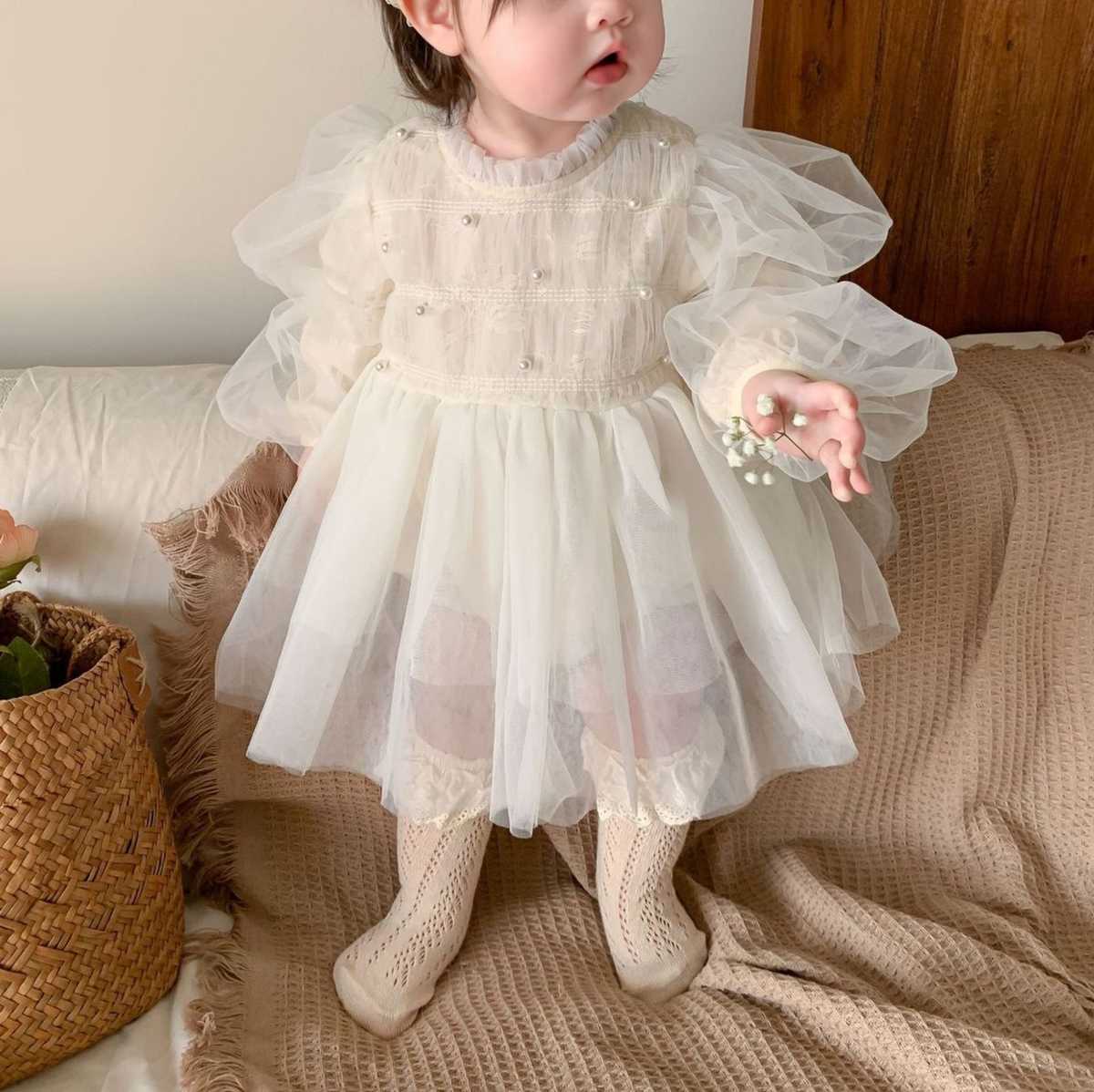 ベビードレス 70~100cm 柔らか素材が魅了する バースデー ベビードレス バースデー 記念撮影
