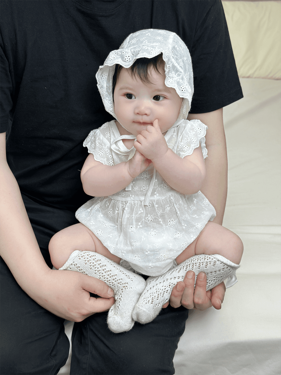 ベビードレス 66~90cm お宮参りで使える、柔らかなレース刺繍のベビードレス 退院用 お宮参り お食い初め