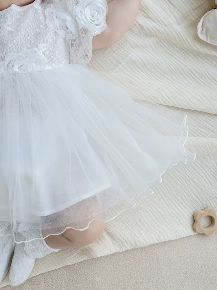 ベビードレス 66~90cm ヘアアクセ 靴下付き やさしい 退院用 ベビードレス 女の子 お宮参り 百日祝い 66～90cm