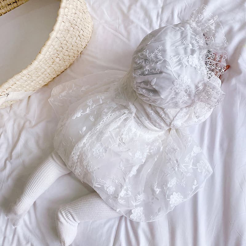 ベビードレス 新生児~90cm 花柄レース 可愛い 退院用 ベビードレス セット お宮参り