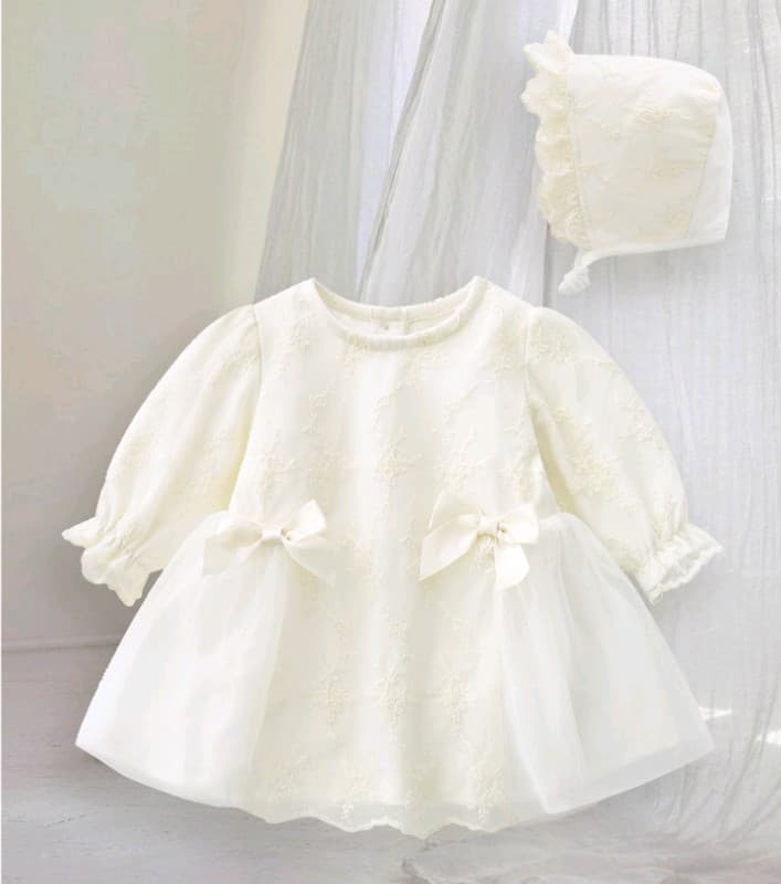 ベビードレス 新生児~90cm リボン 退院用 ベビードレスセット お宮参り 記念撮影