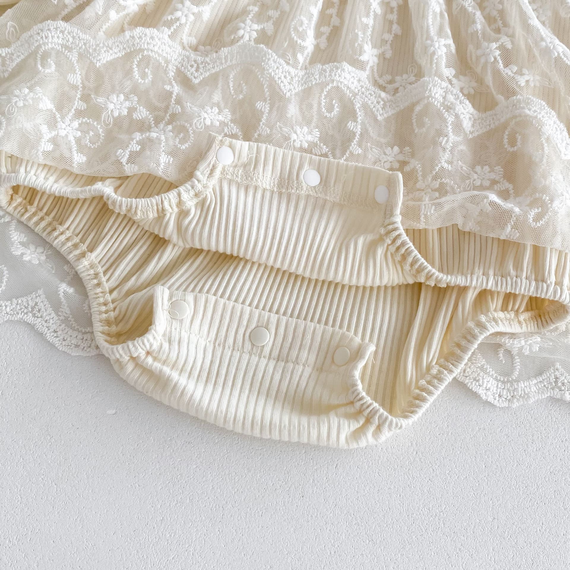 ベビードレス 66~90cm 大きなリボン プリーツ襟 主役感 バースデー ベビードレスセット1歳誕生日