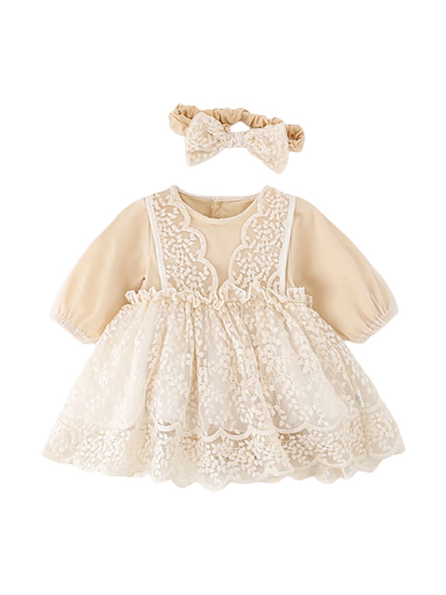 ベビードレス 66~90cm レース付き バースデーベビードレス
