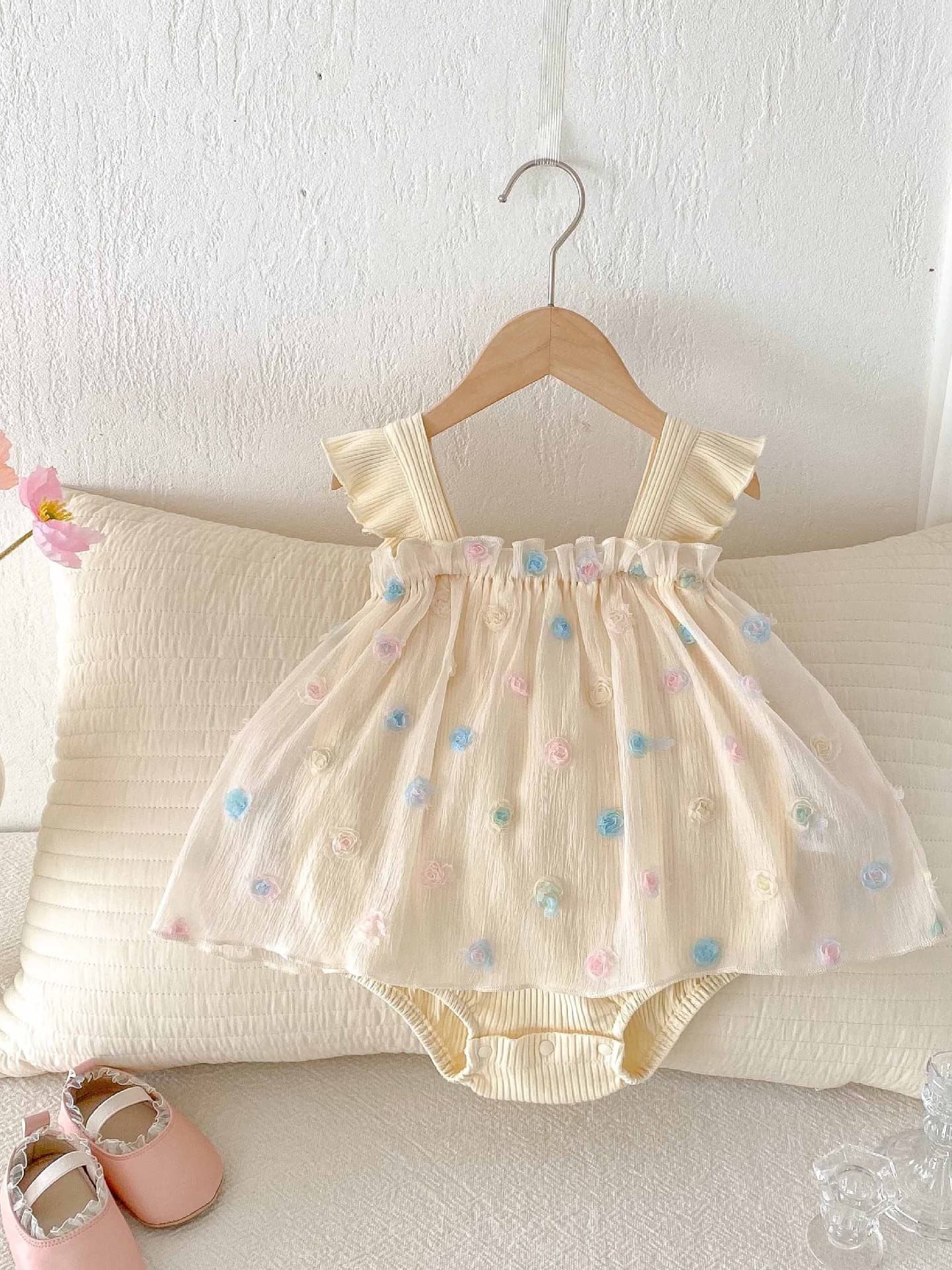 ベビードレス 66~90cm お花 バースデー ベビードレス おうちフォト ピクニック パーティー