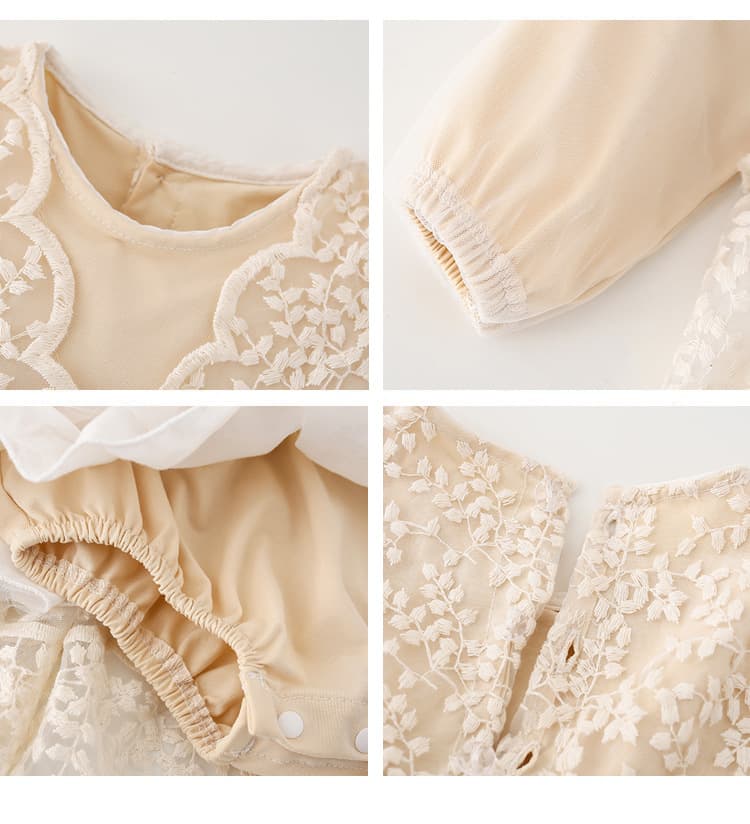 ベビードレス 66~90cm レース付き バースデーベビードレス