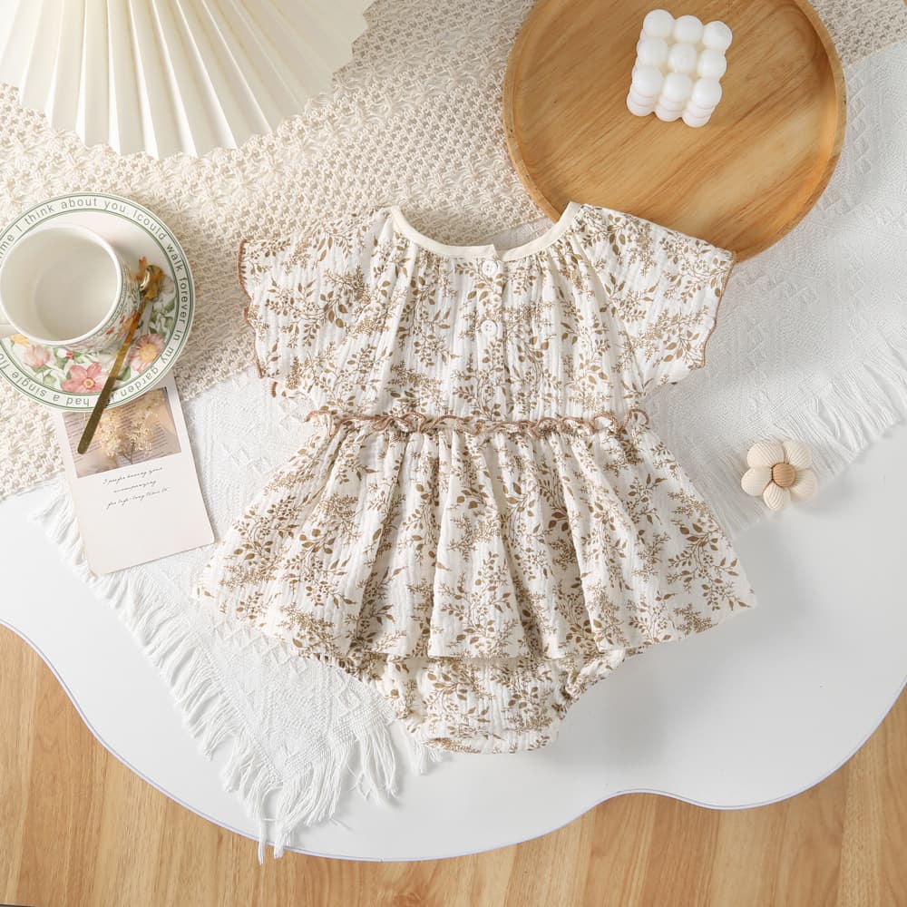 ベビードレス 66~90cm 優美 草花柄 お食い初め 袴風 ベビードレス お宮参り お食い初め 百日祝い