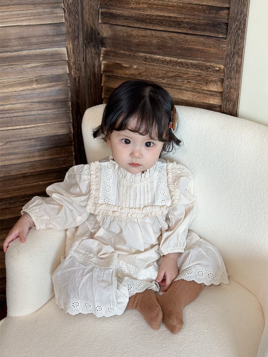 ベビードレス 70~110cm スカラップレース 華やか 上品 バースデー ベビードレス バースデーフォト お宮参り