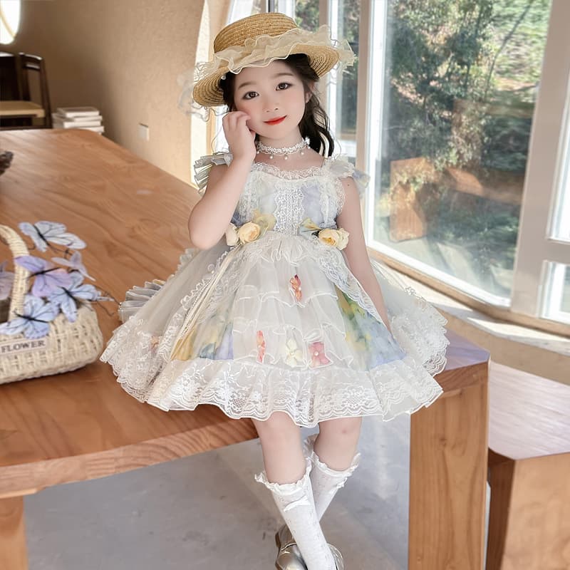 ベビードレス 結婚式 立体フラワーが華やぐ、気品あふれるベビードレス