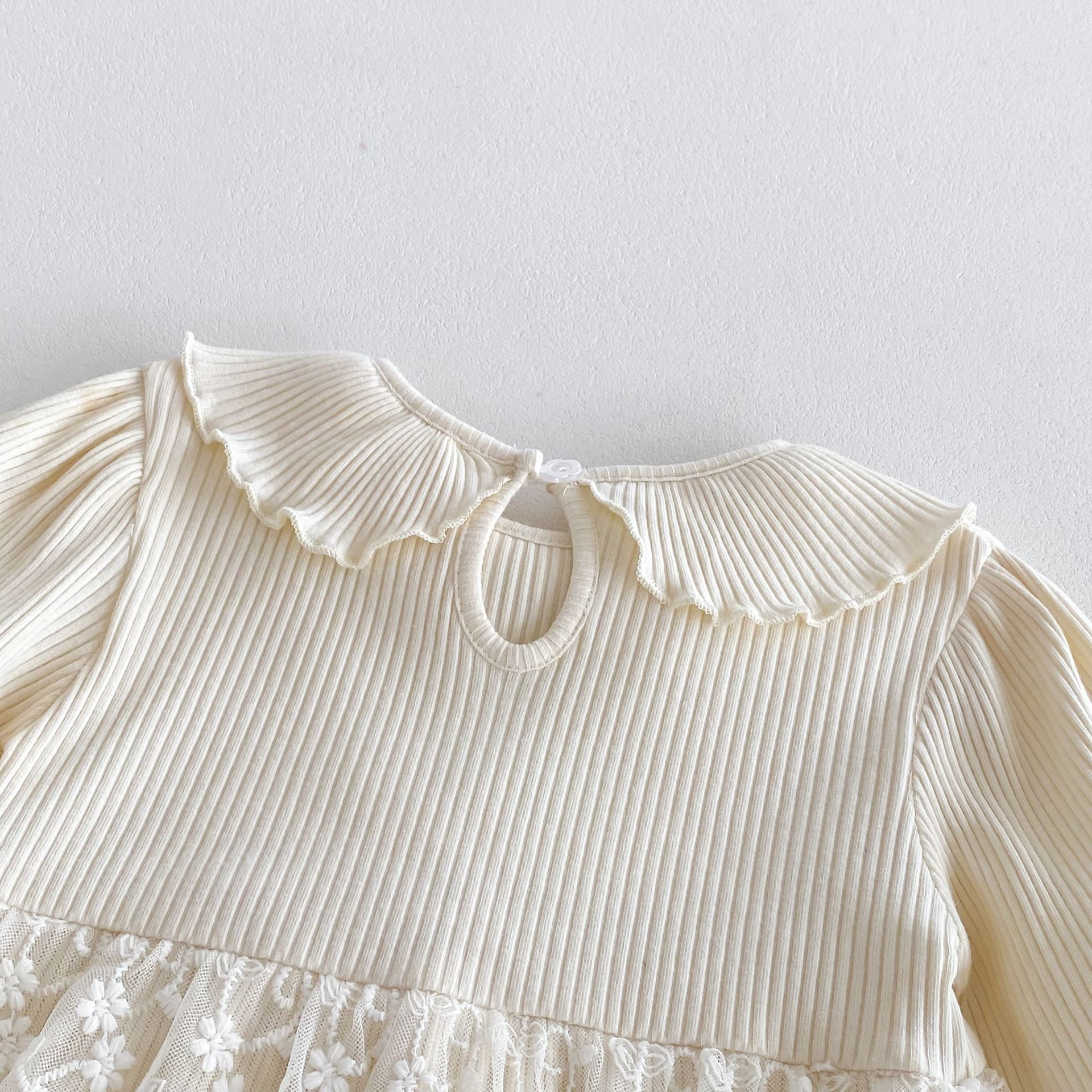 ベビードレス 66~90cm 大きなリボン プリーツ襟 主役感 バースデー ベビードレスセット1歳誕生日