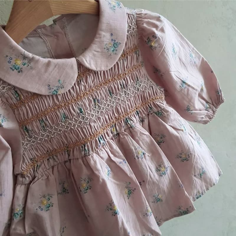 ベビードレス 73~100cm バースデー用 花柄ピーターパンカラー ベビーワンピース 秋冬