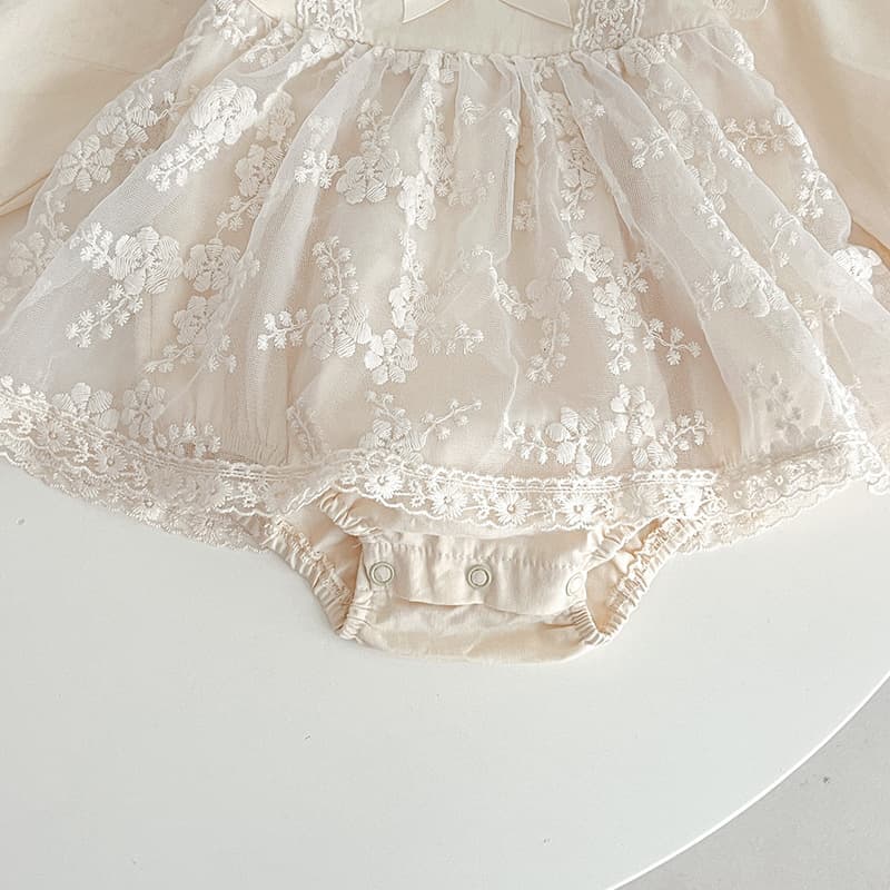 ベビードレス 66~90cm 花刺繍 繊細 上品 ワンピース バースデー ベビードレス