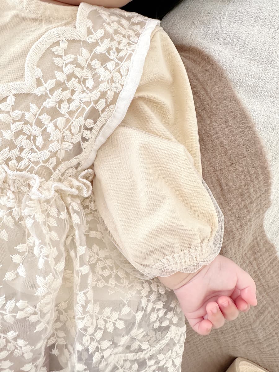 ベビードレス 66~90cm レース付き バースデーベビードレス