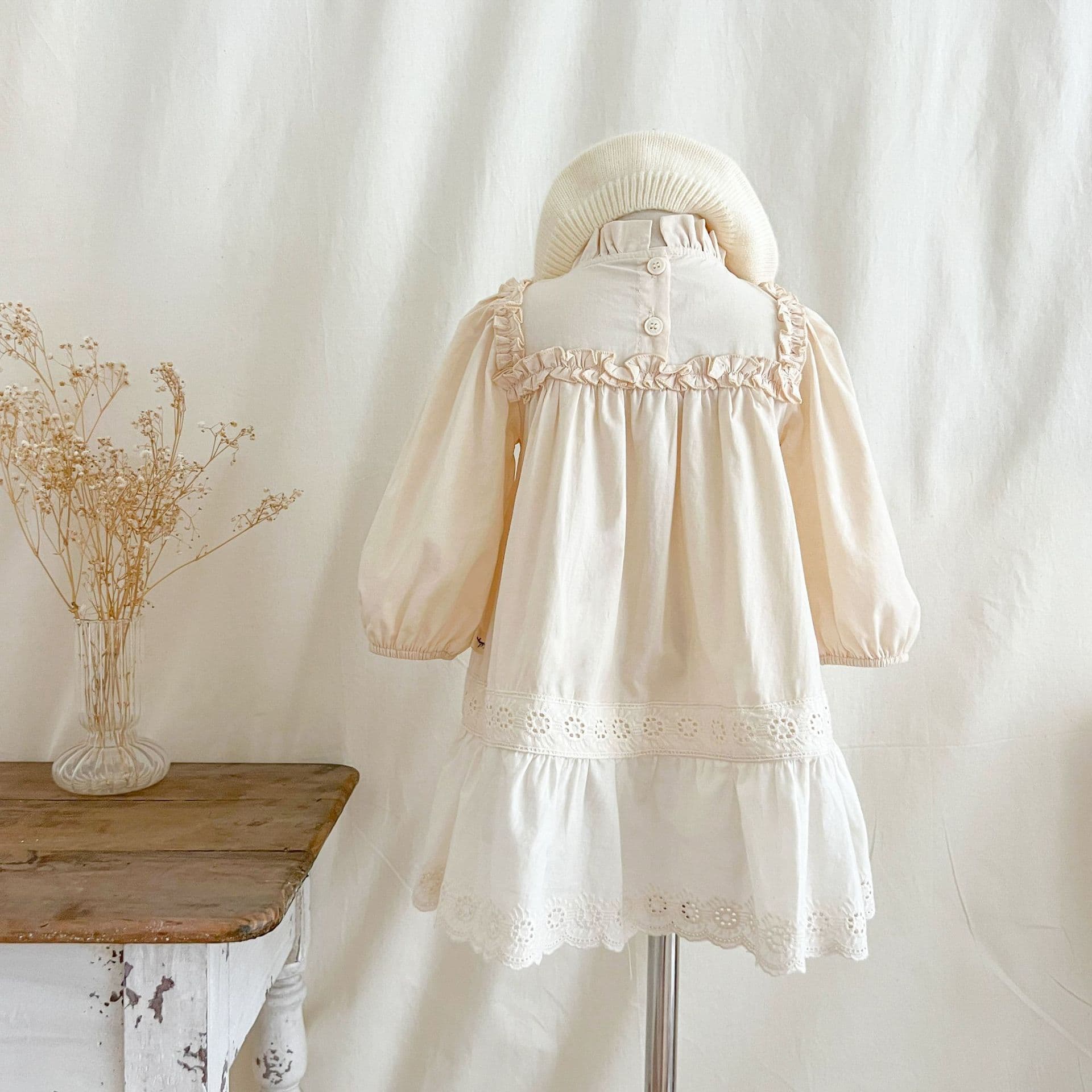 ベビードレス 70~110cm スカラップレース 華やか 上品 バースデー ベビードレス バースデーフォト お宮参り