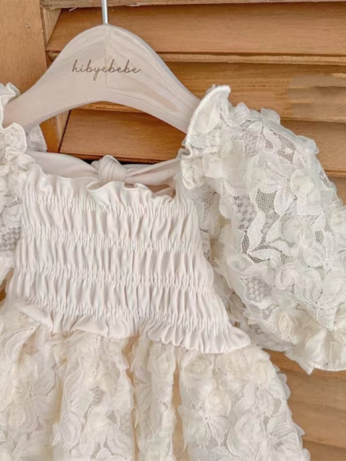 ベビードレス 66~90cm シャーリング×フリル可愛いさ引き立つ結婚式ベビードレス 春夏