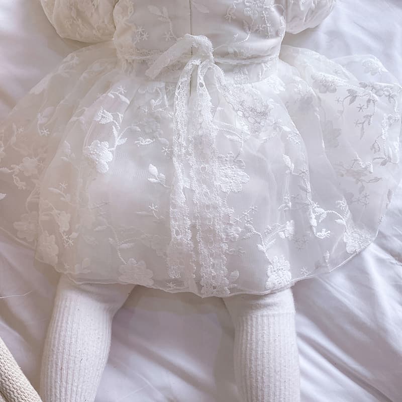 ベビードレス 新生児~90cm 花柄レース 可愛い 退院用 ベビードレス セット お宮参り