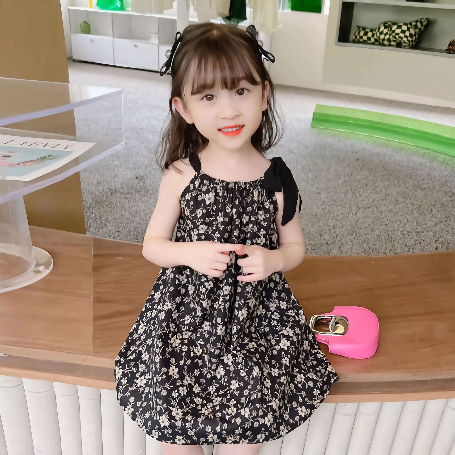 ベビードレス 90~110cm 肩リボンが可愛い 軽やかワンピースドレス 結婚式