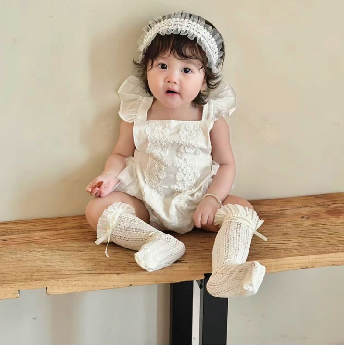 ベビードレス 新生児~80cm 通年使える!レースに包まれた、退院用ベビードレス 退院用 お宮参り