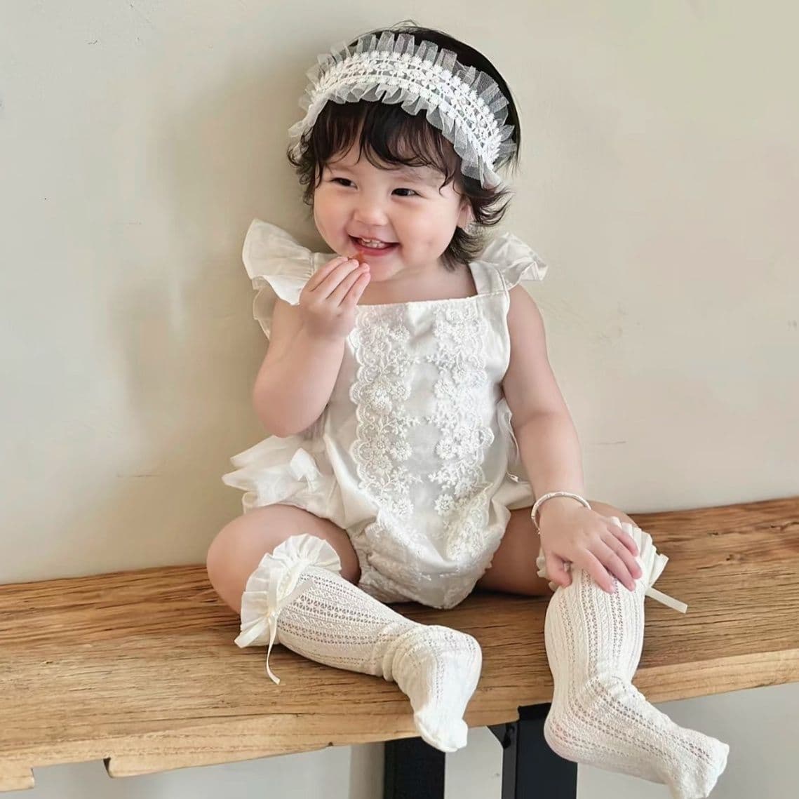 ベビードレス 新生児~80cm 通年使える!レースに包まれた、退院用ベビードレス 退院用 お宮参り