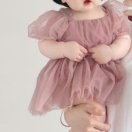 ベビードレス 66~90cm 優しい色味とふんわり感が魅力の結婚式用ベビードレス 結婚式 ハーフバースデー