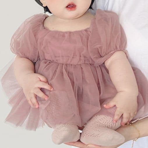 ベビードレス 66~90cm 優しい色味とふんわり感が魅力の結婚式用ベビードレス 結婚式 ハーフバースデー