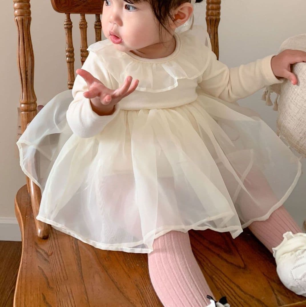 ベビードレス 66~100cm 胸元レース 秋冬 バースデーベビードレス 女の子 バースデー 七五三