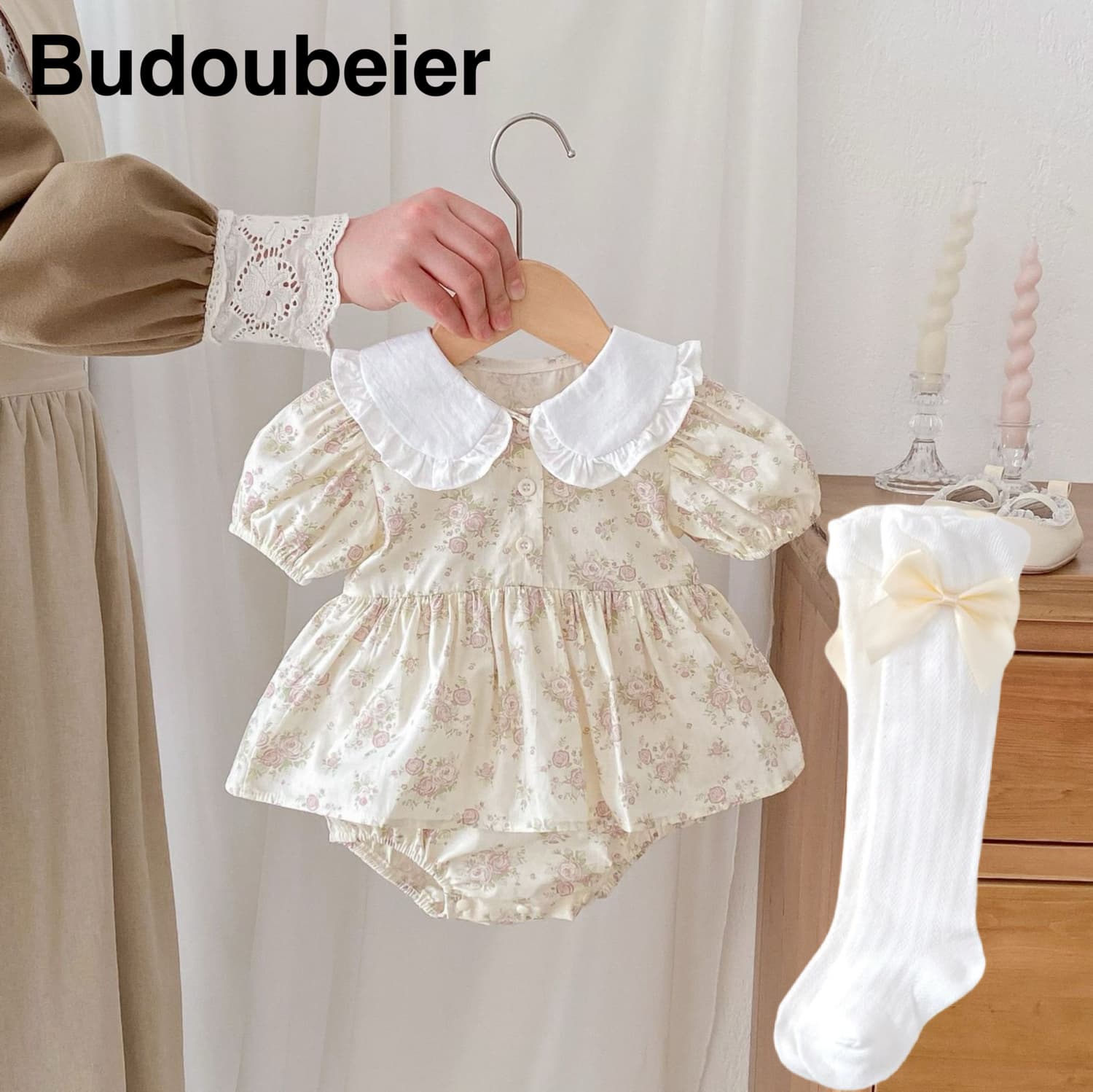 ベビードレス 新生児~90cm クラシカル 花柄 優美 退院用ベビードレス 退院用 フラワー