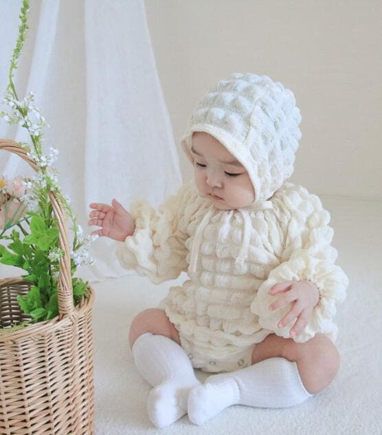 ベビードレス お宮参り ふわもこ長袖ロンパース 帽子セット 新生児ベビー服 お宮参り ふわもこ長袖ロンパース 帽子セット 新生児ベビー服