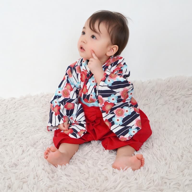 ベビードレス 新生児~90cm お食い初めにぴったり 和モダン 袴ベビードレス お宮参り お食い初め 百日祝い