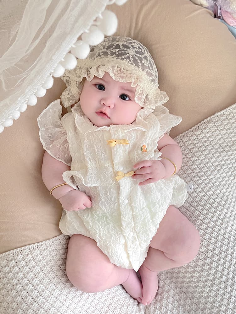 ベビードレス 新生児~90cm ボンネット付き 繊細なレースとリボンが可愛い退院用ベビードレスセット 男の子 女の子 退院用
