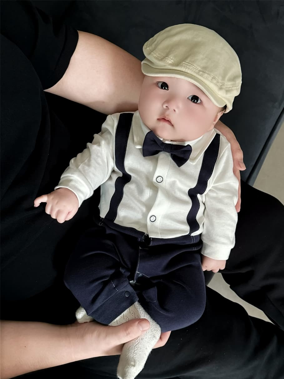 ベビードレス 新生児~90cm バースデーに映える、小さな紳士のベビードレス 男の子 正装 フォーマル