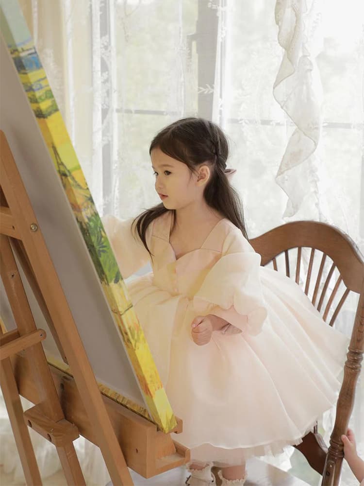 ベビードレス 80~110cm 結婚式用柔らかな色合いに上品なシルエットベビードレス 春秋冬